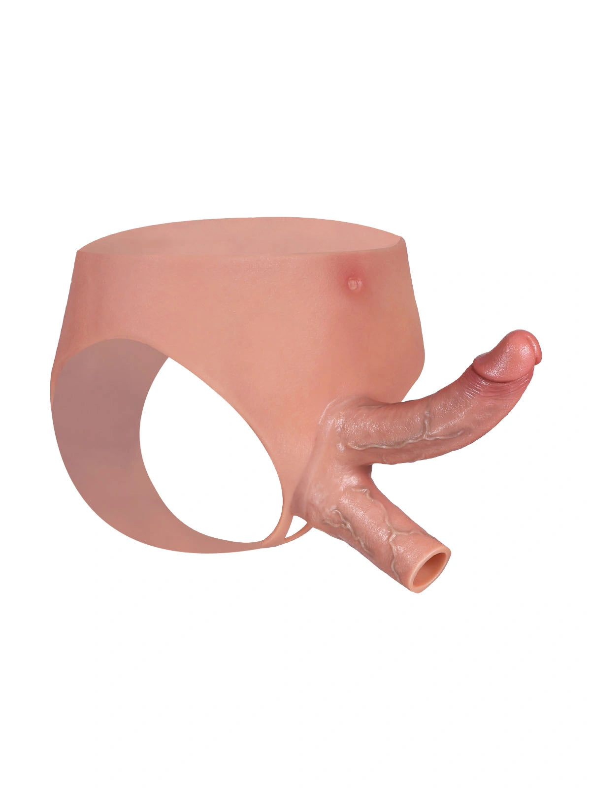 Jax 6.5" x 1.6"  Double Penetration Strap-On Brief Wearable Dildo + Hollow Penis Sleeve