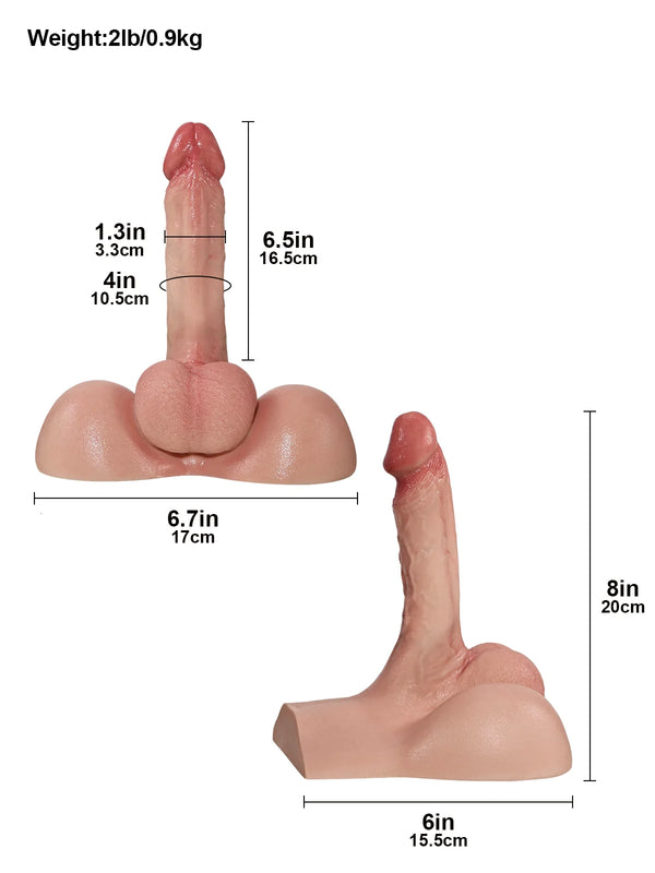 Silas 6.5" x 1.3" 2LB Realistic Flat Silicone Male Torso Dildo For Riding Sex