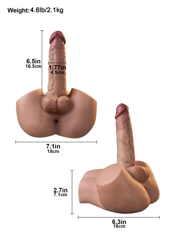Ryder 6.5" x 1.77" 4.6LB Small Silicone Male Sex Torso with 6.5 Big Dildo